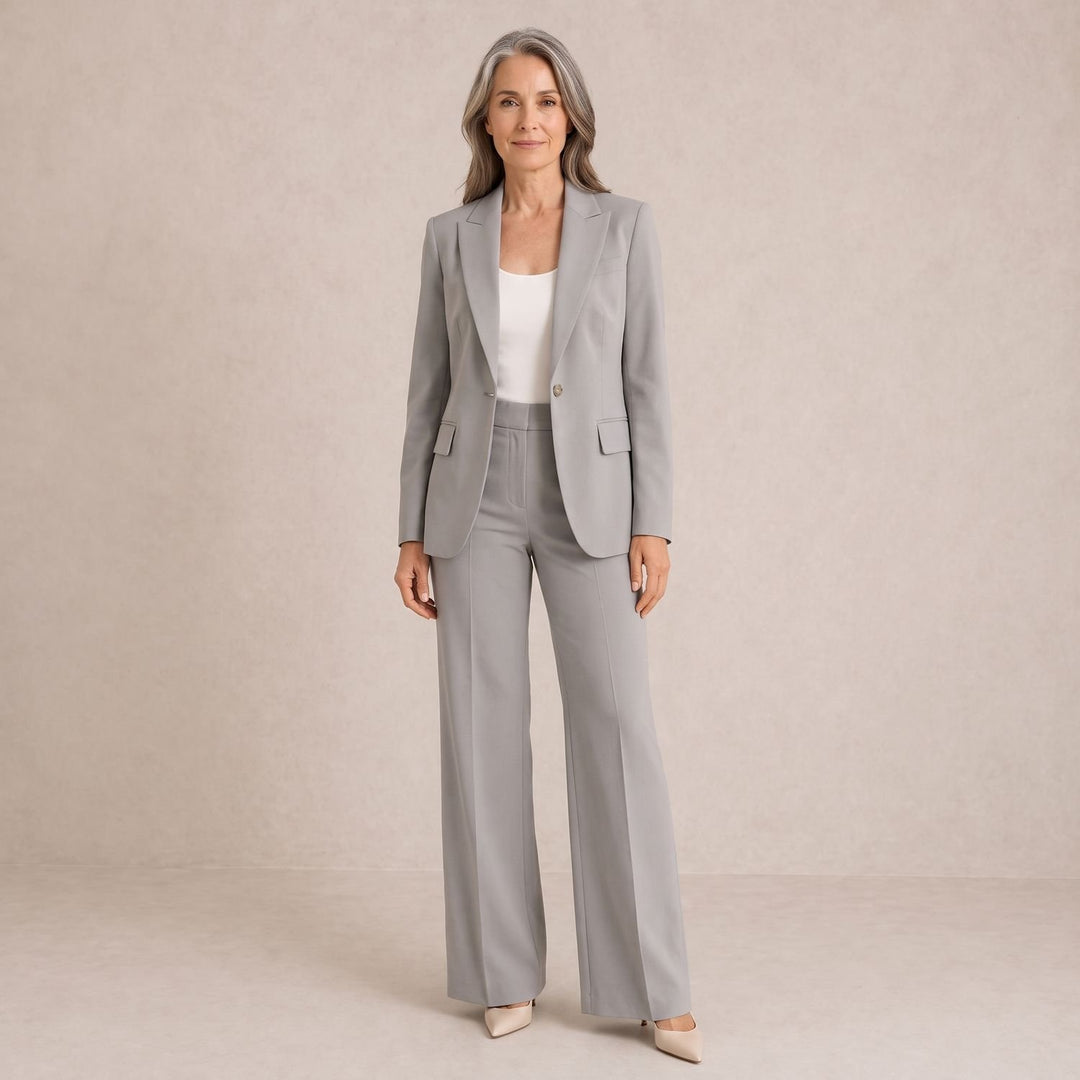 Women's Tailored Blazer Wide-Leg Trouser Two Piece Set