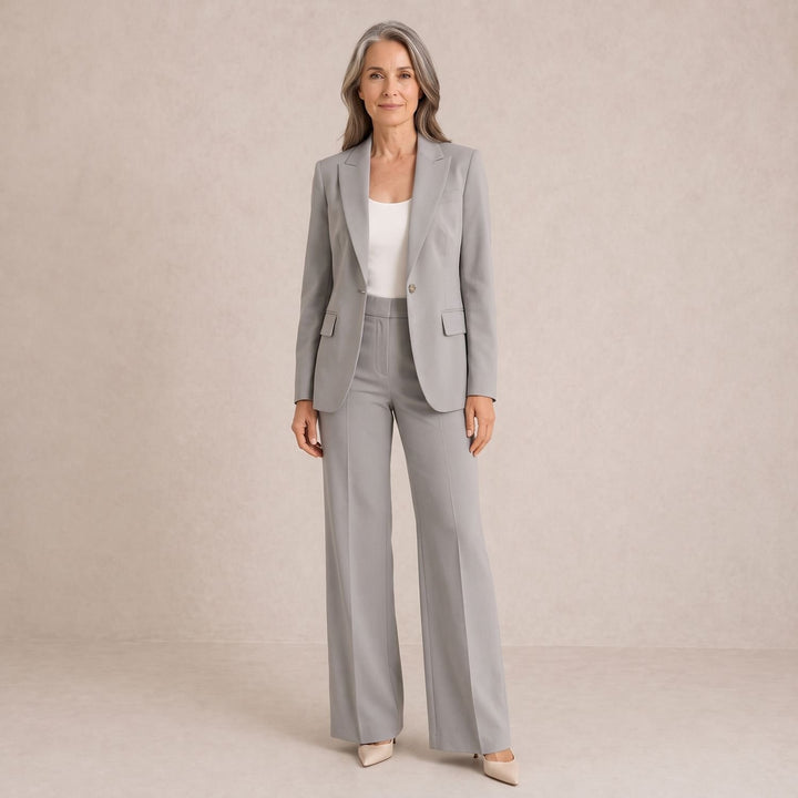Women's Tailored Blazer Wide-Leg Trouser Two Piece Set