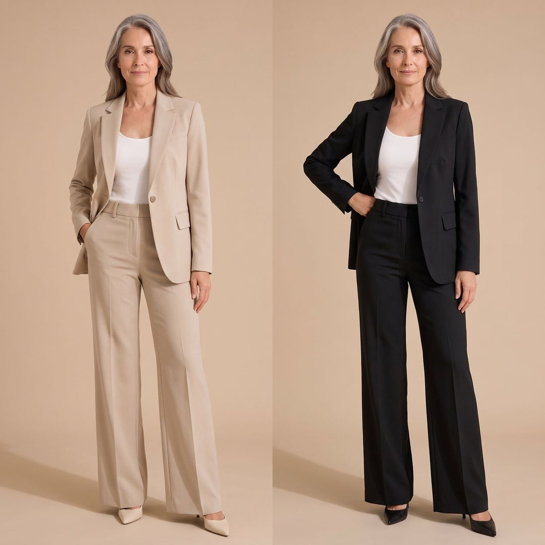 Women's Tailored Blazer Wide-Leg Trouser Two Piece Set
