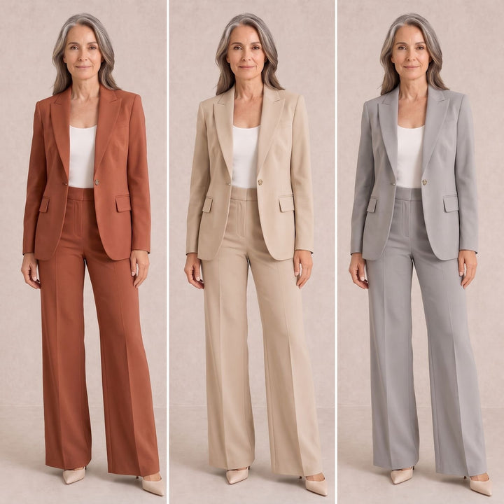 Women's Tailored Blazer Wide-Leg Trouser Two Piece Set