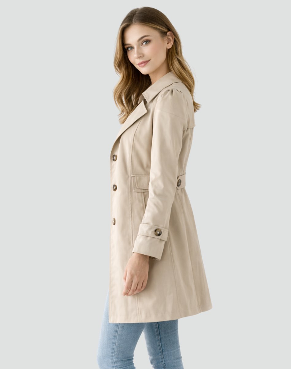 Women's Tailored Mid-Length Double-Breasted Trench Coat