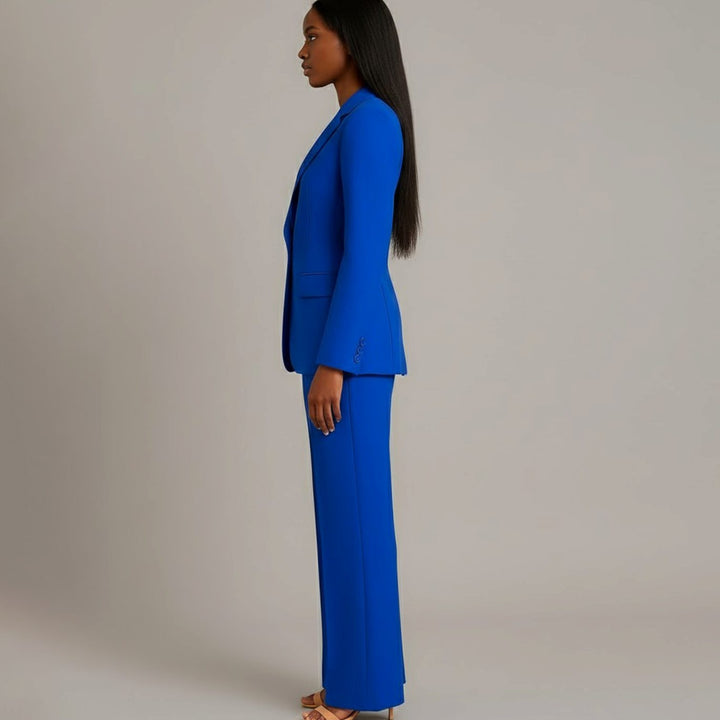 Women's Tailored Single-Button Blazer Pants Suit Set