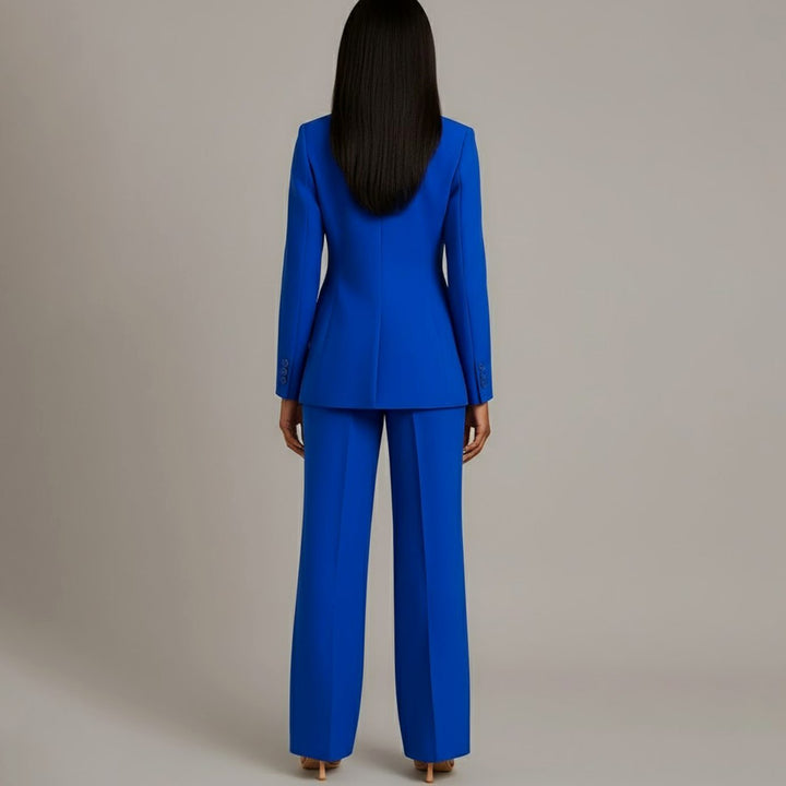 Women's Tailored Single-Button Blazer Pants Suit Set