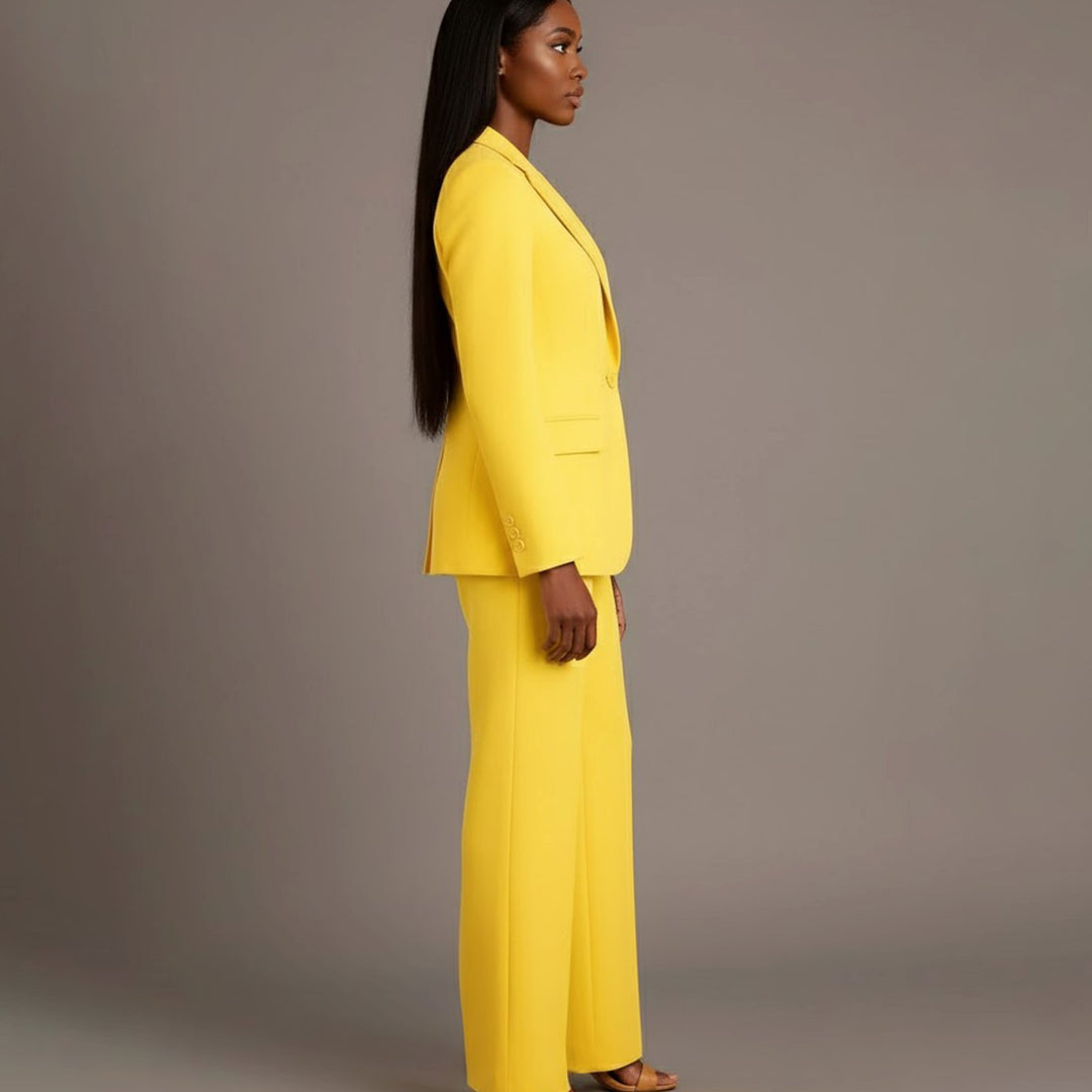 Women's Tailored Single-Button Blazer Pants Suit Set