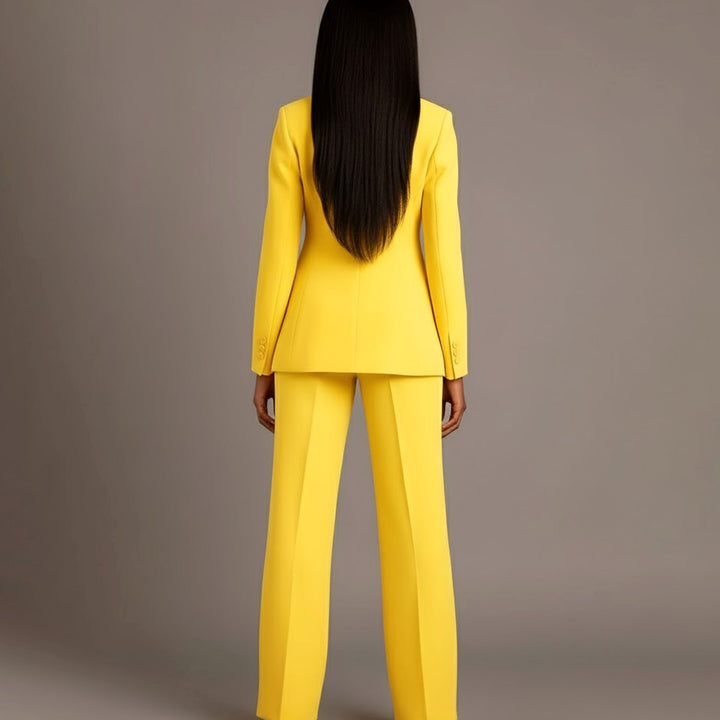 Women's Tailored Single-Button Blazer Pants Suit Set