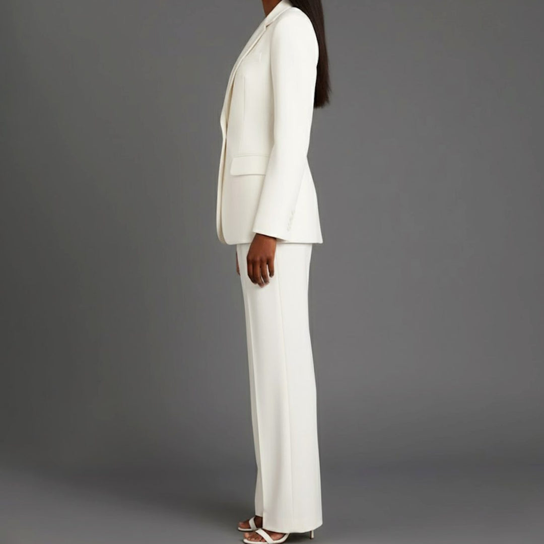 Women's Tailored Single-Button Blazer Pants Suit Set