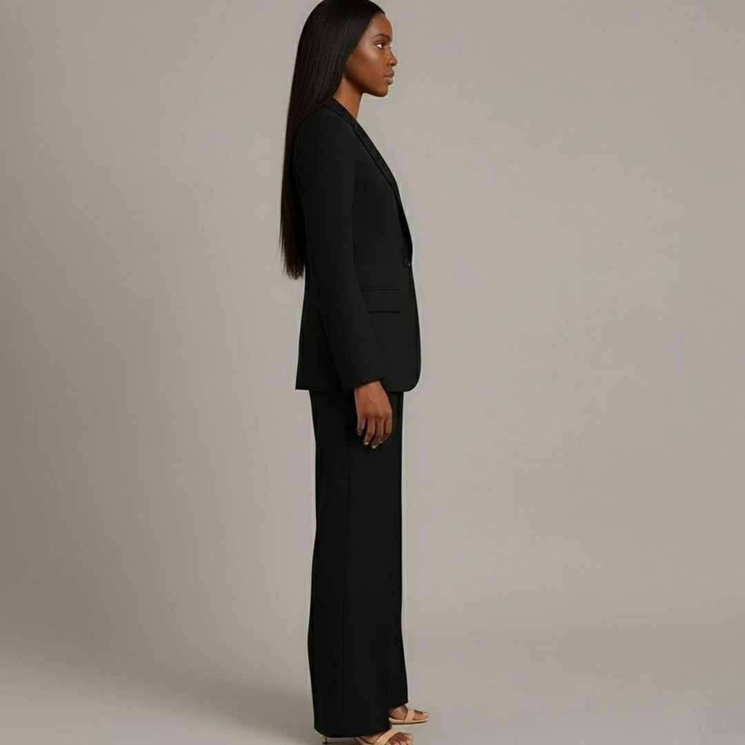 Women's Tailored Single-Button Blazer Pants Suit Set