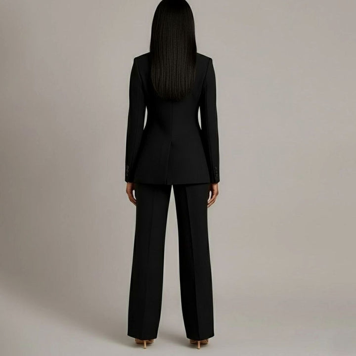 Women's Tailored Single-Button Blazer Pants Suit Set