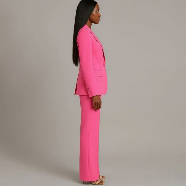 Women's Tailored Single-Button Blazer Pants Suit Set