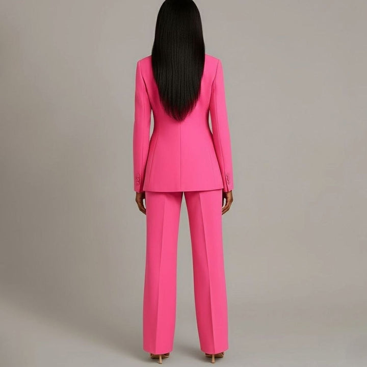 Women's Tailored Single-Button Blazer Pants Suit Set