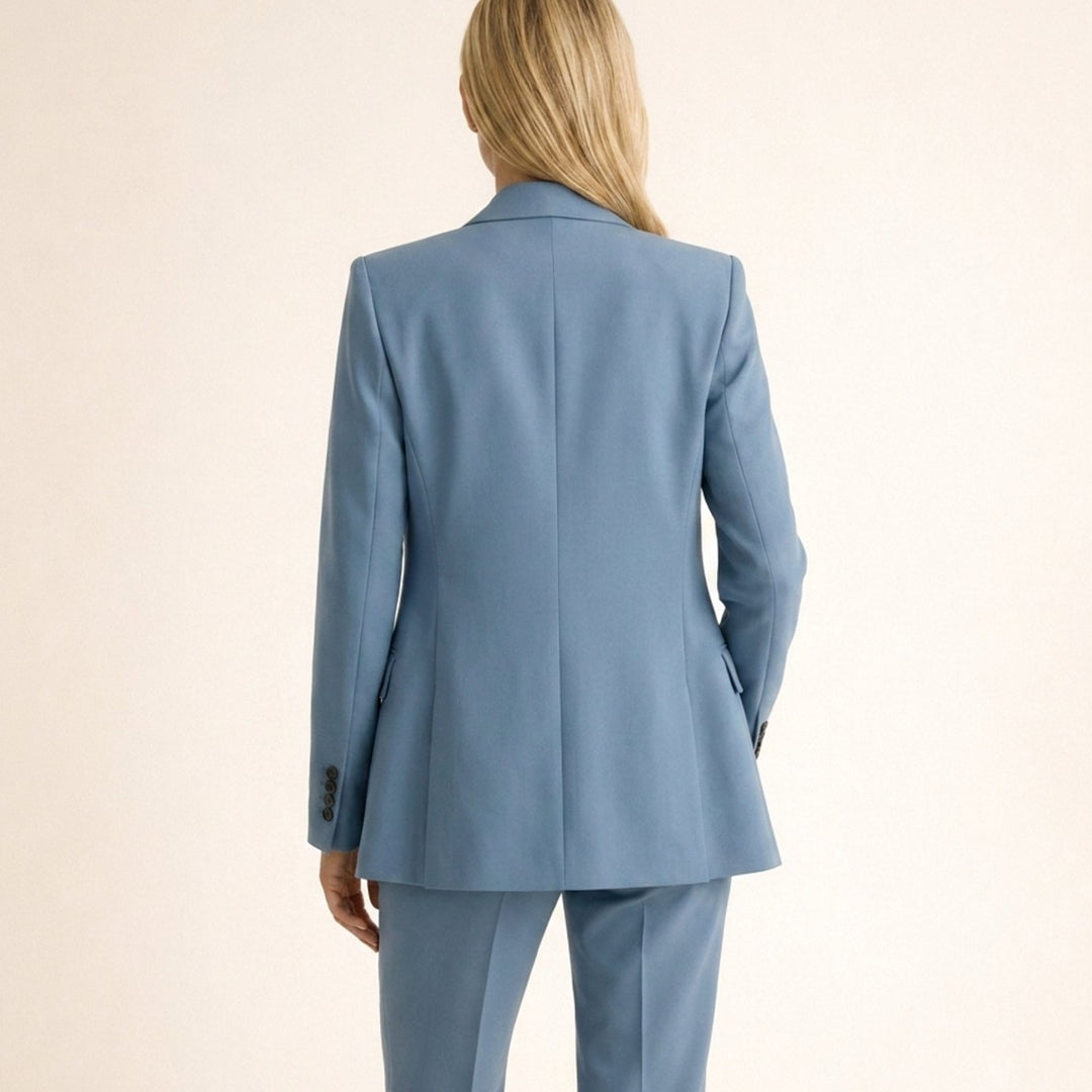 Women's Tailored Wide-Leg Flare Two-Piece Blazer Pants Suit