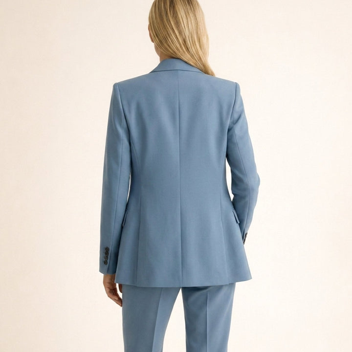 Women's Tailored Wide-Leg Flare Two-Piece Blazer Pants Suit