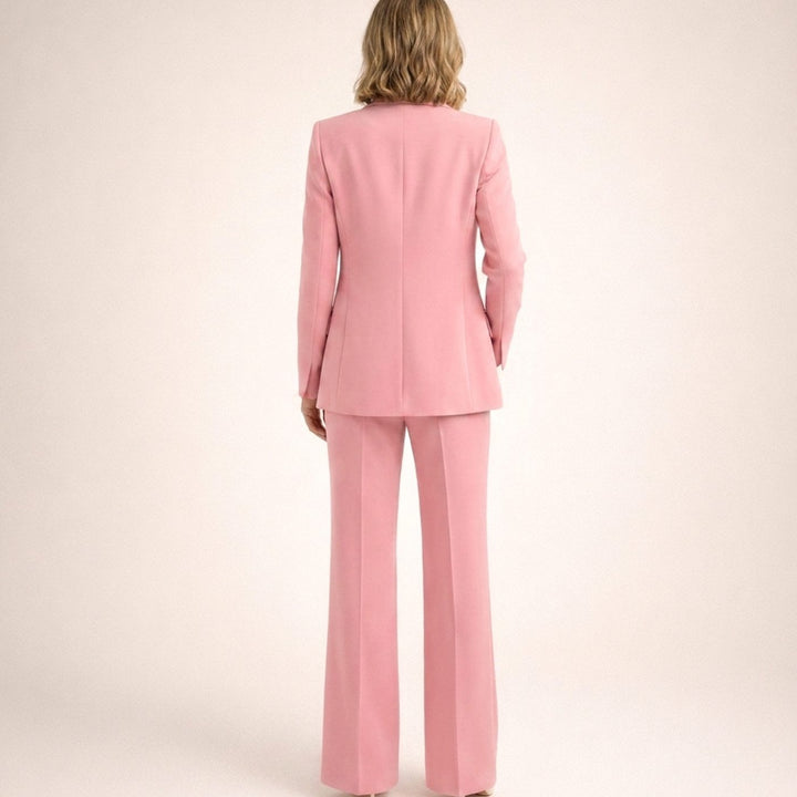 Women's Tailored Wide-Leg Flare Two-Piece Blazer Pants Suit