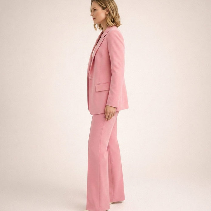 Women's Tailored Wide-Leg Flare Two-Piece Blazer Pants Suit