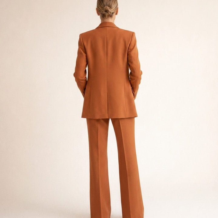 Women's Tailored Wide-Leg Flare Two-Piece Blazer Pants Suit