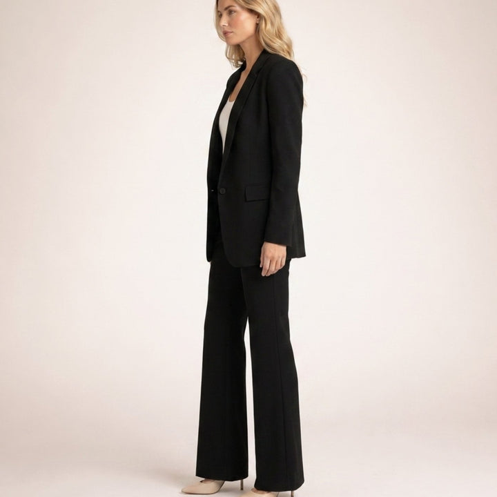 Women's Tailored Wide-Leg Flare Two-Piece Blazer Pants Suit