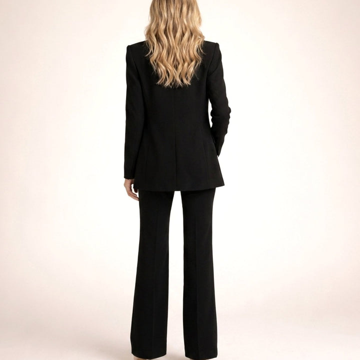 Women's Tailored Wide-Leg Flare Two-Piece Blazer Pants Suit