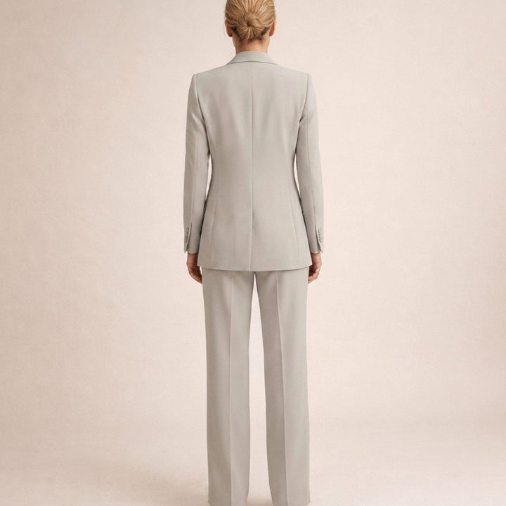 Women's Tailored Wide-Leg Flare Two-Piece Blazer Pants Suit