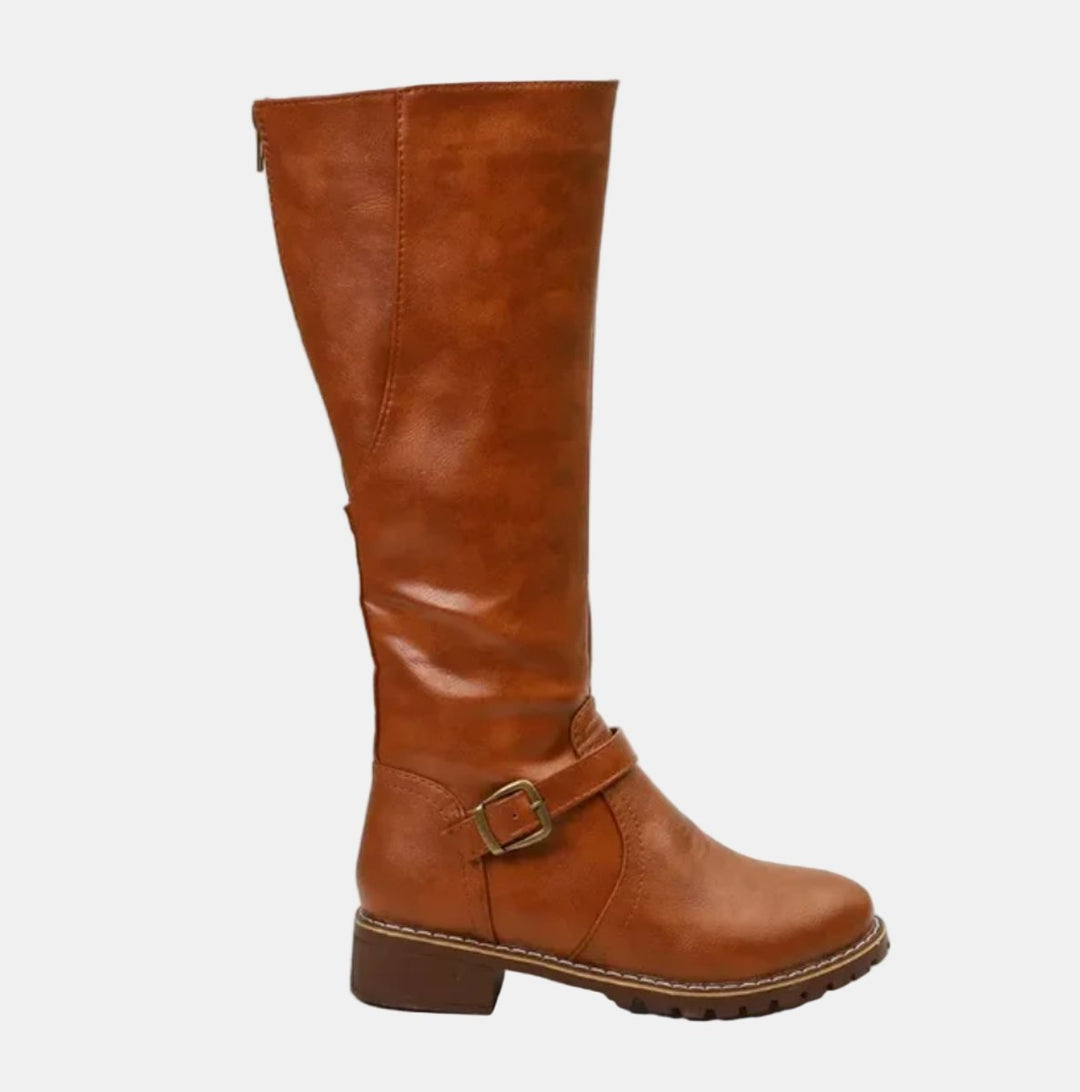 Women's Tall Buckle-Strap Riding Knee High Boots
