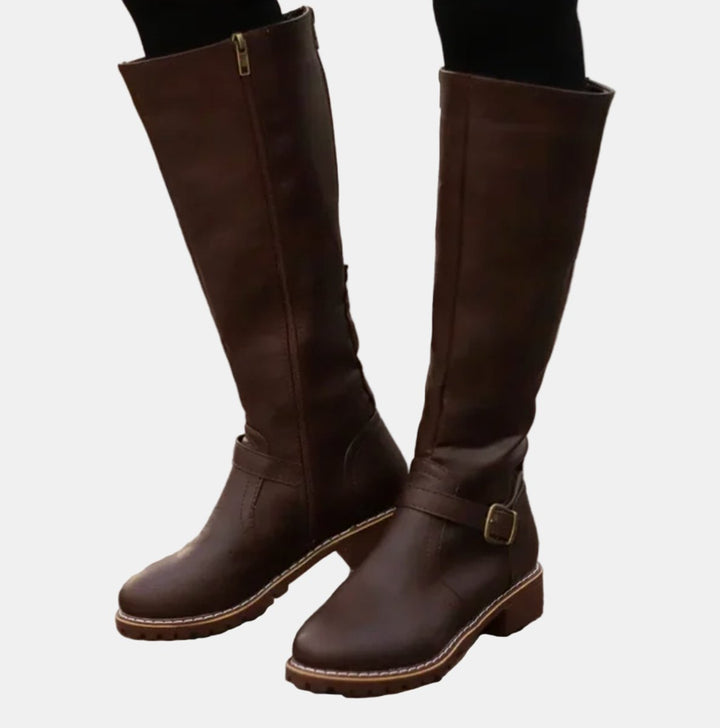 Women's Tall Buckle-Strap Riding Knee High Boots