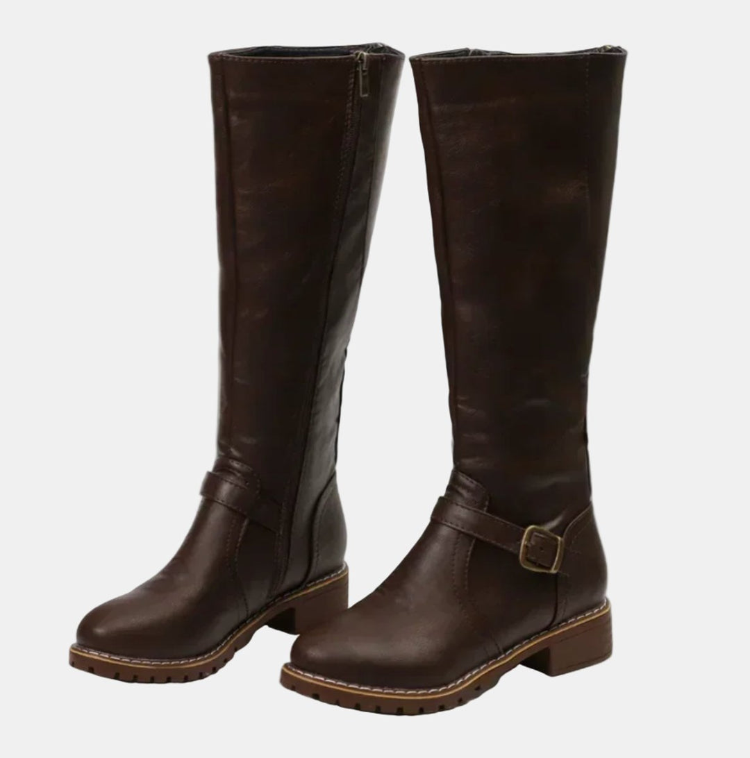 Women's Tall Buckle-Strap Riding Knee High Boots