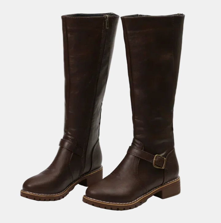 Women's Tall Buckle-Strap Riding Knee High Boots