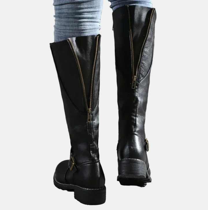 Women's Tall Buckle-Strap Riding Knee High Boots