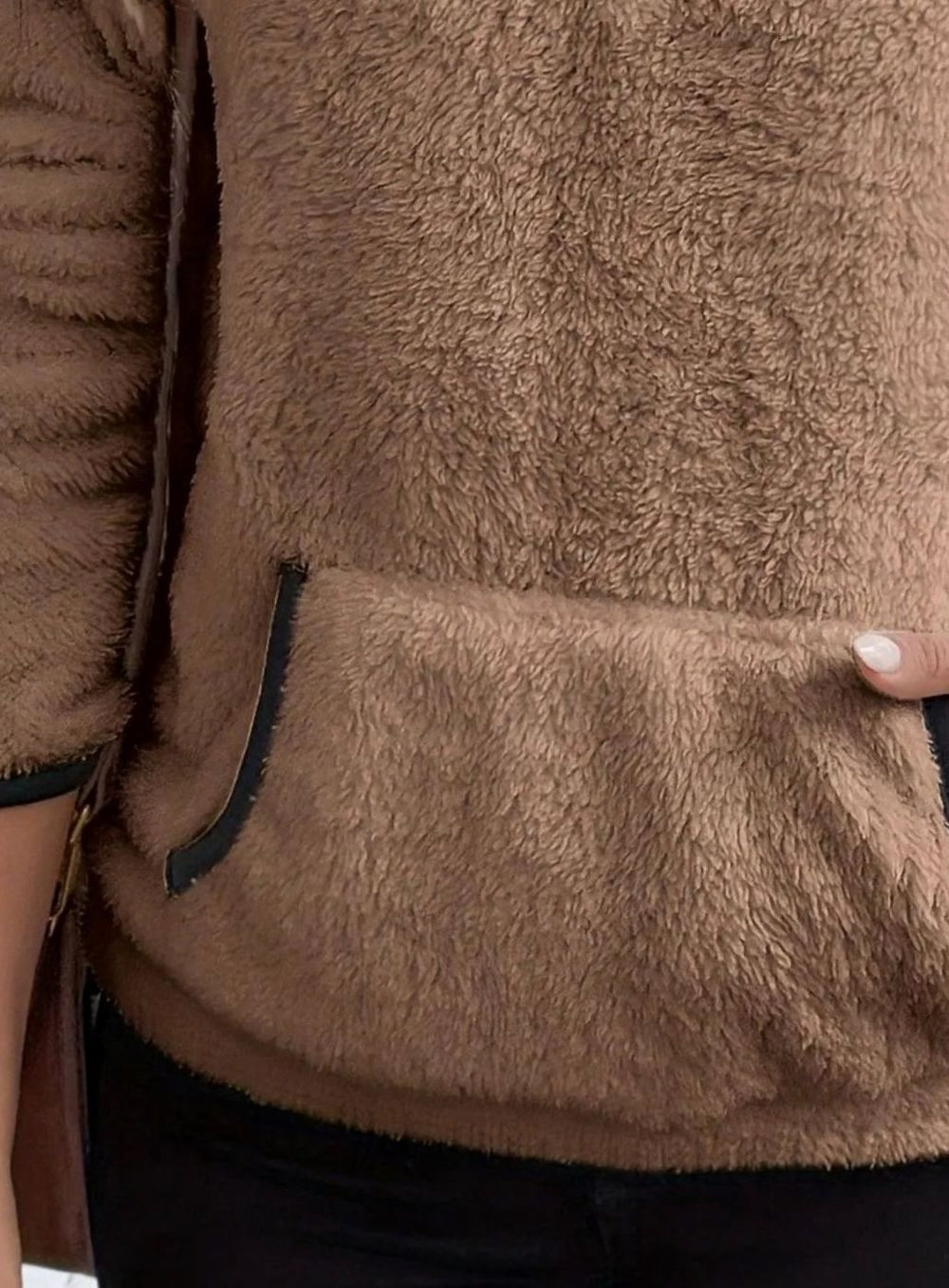 Women's Teddy Fleece Half-Zip Kangaroo Pocket Pullover Sweater
