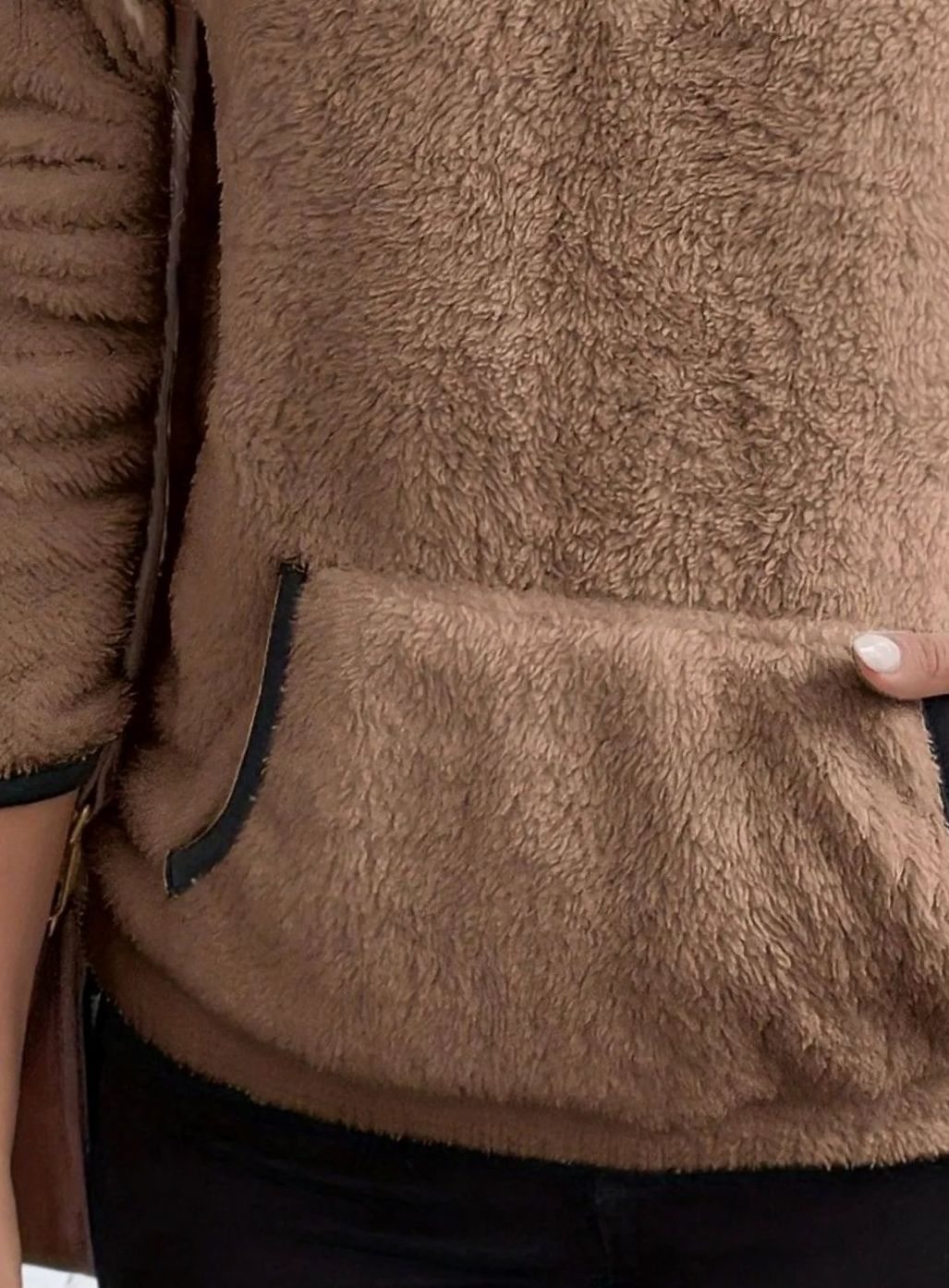 Women's Teddy Fleece Half-Zip Kangaroo Pocket Pullover Sweater