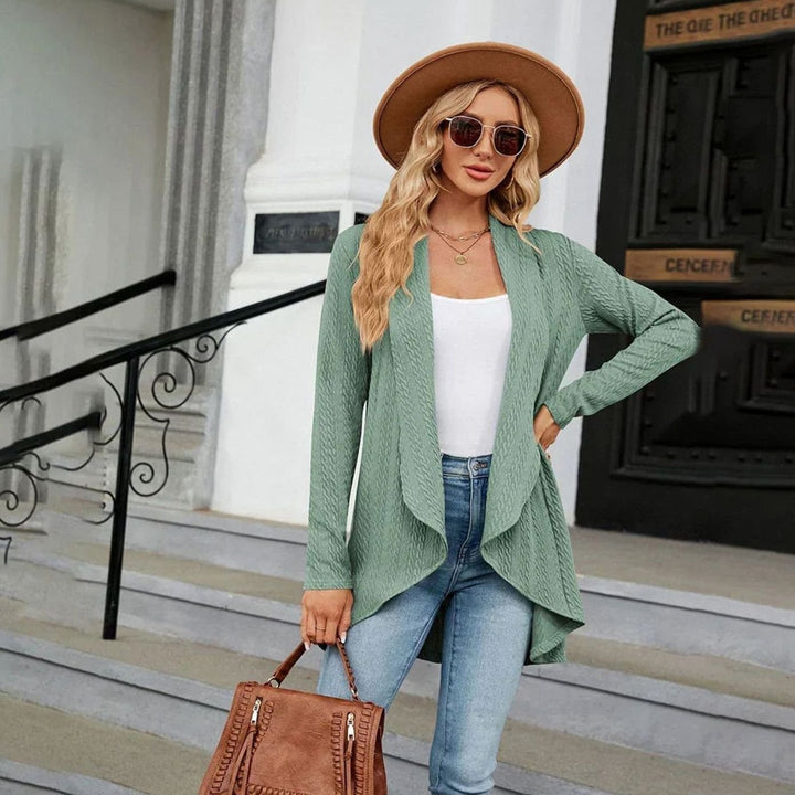 Women's Textured Open-Front Long-Sleeve Cardigan
