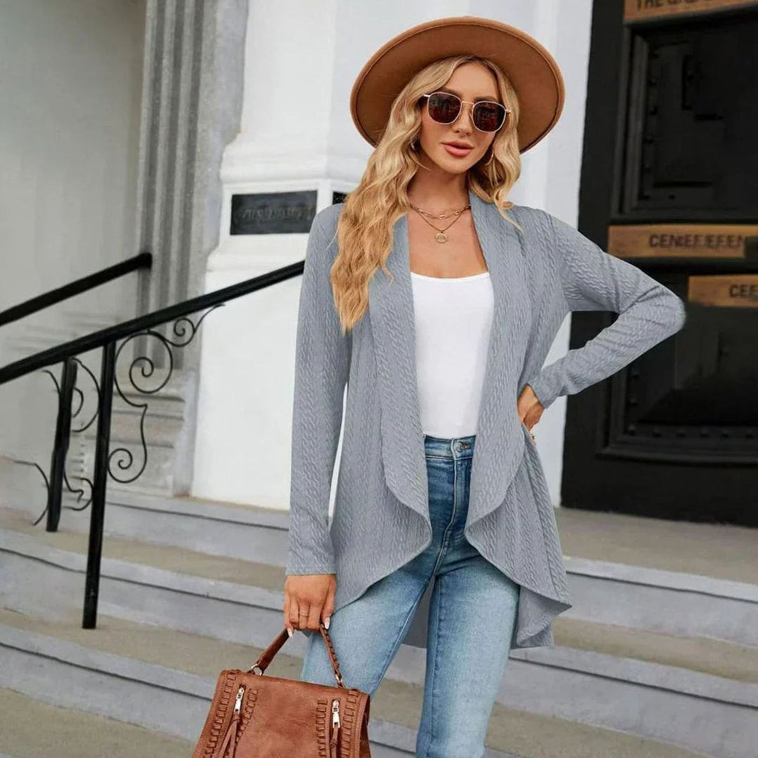 Women's Textured Open-Front Long-Sleeve Cardigan
