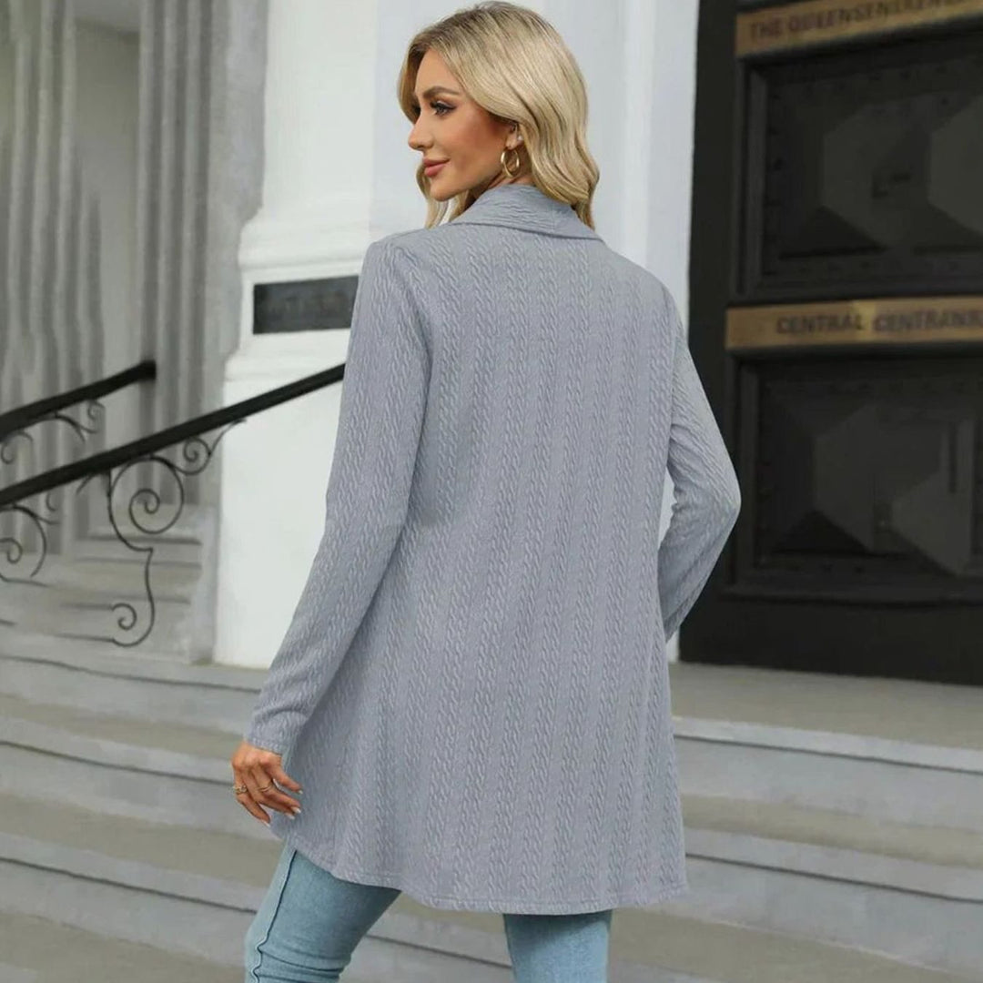 Women's Textured Open-Front Long-Sleeve Cardigan