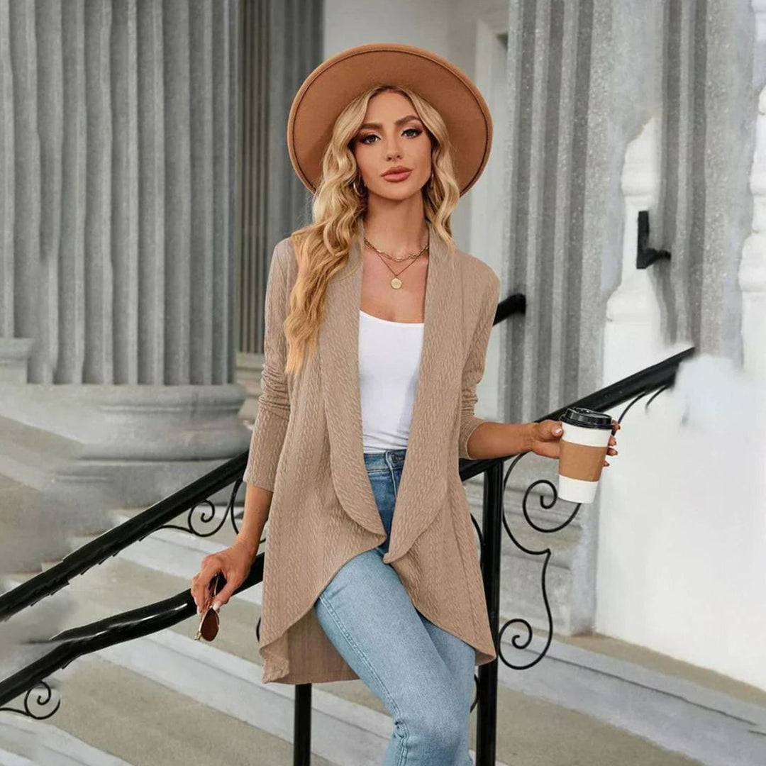 Women's Textured Open-Front Long-Sleeve Cardigan