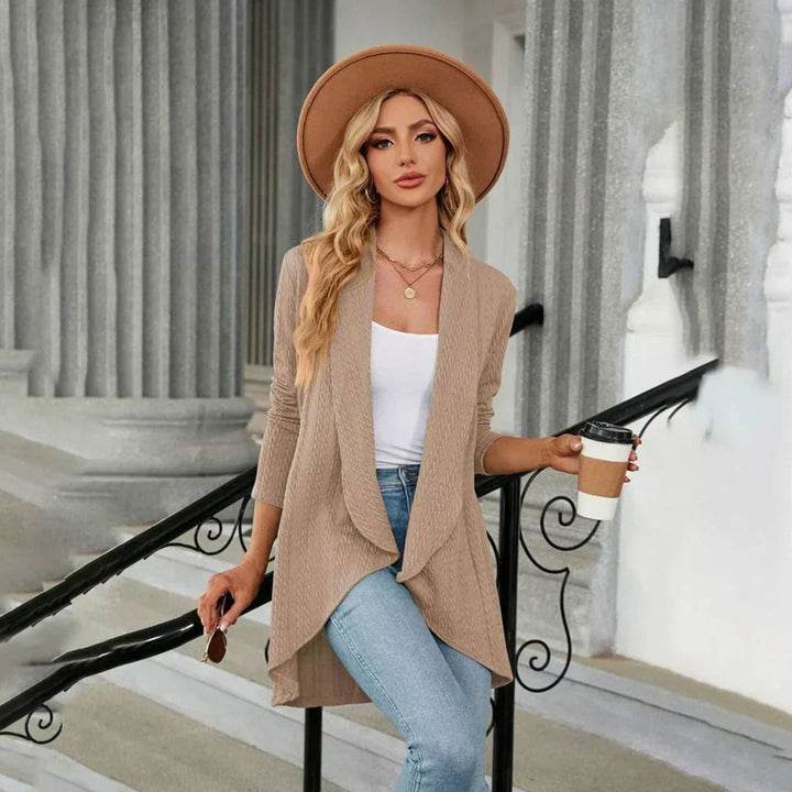 Women's Textured Open-Front Long-Sleeve Cardigan