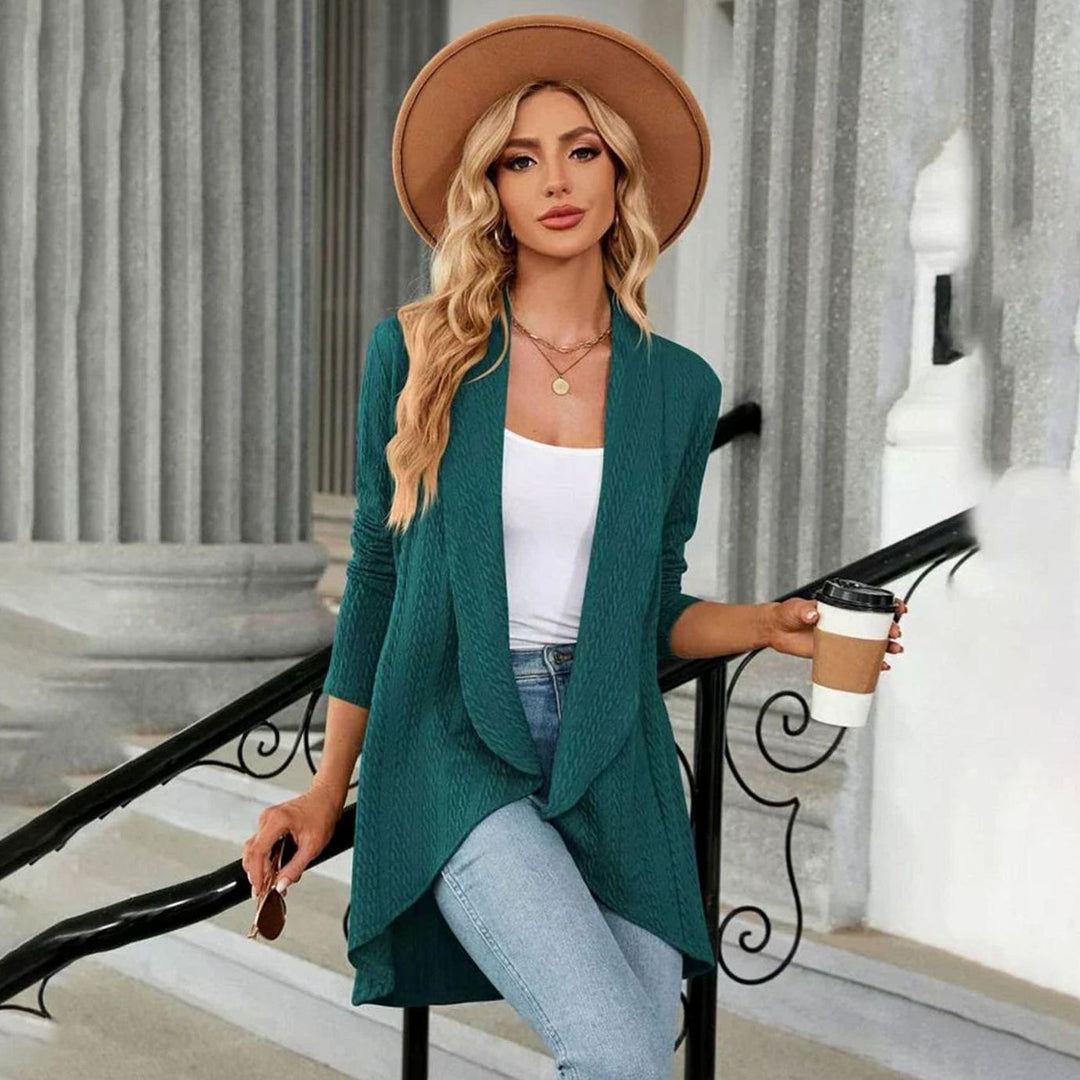 Women's Textured Open-Front Long-Sleeve Cardigan