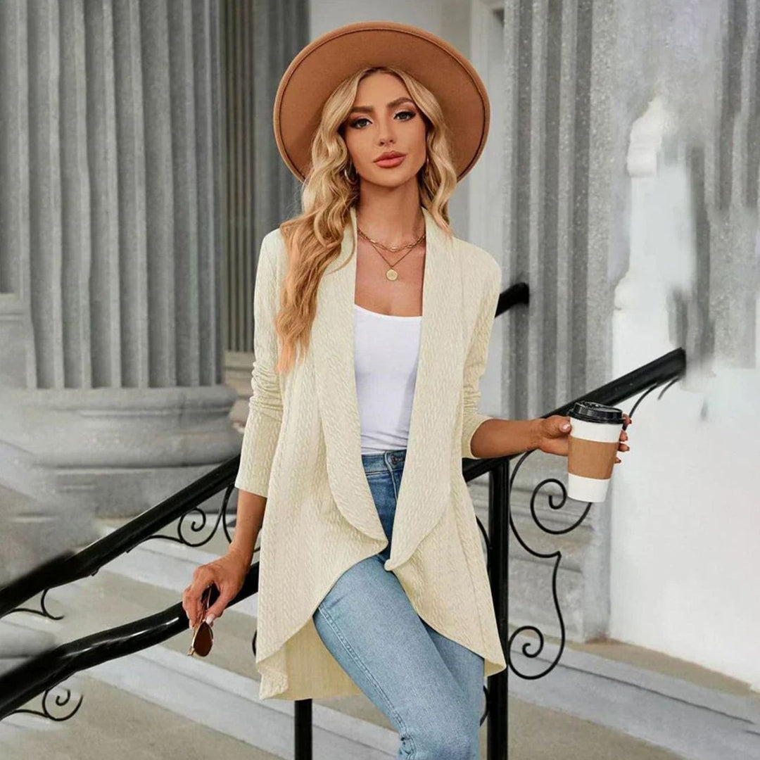 Women's Textured Open-Front Long-Sleeve Cardigan