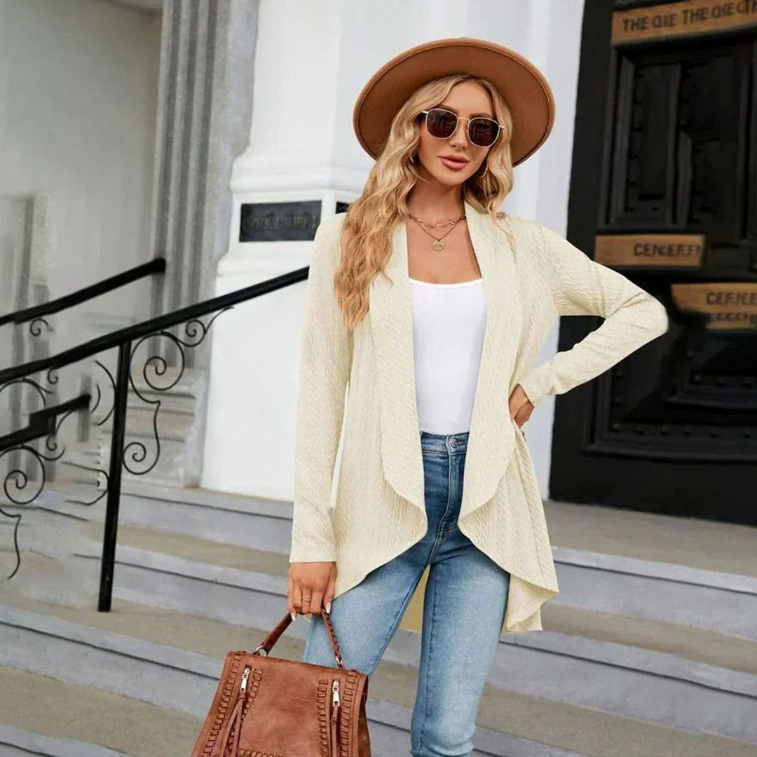 Women's Textured Open-Front Long-Sleeve Cardigan