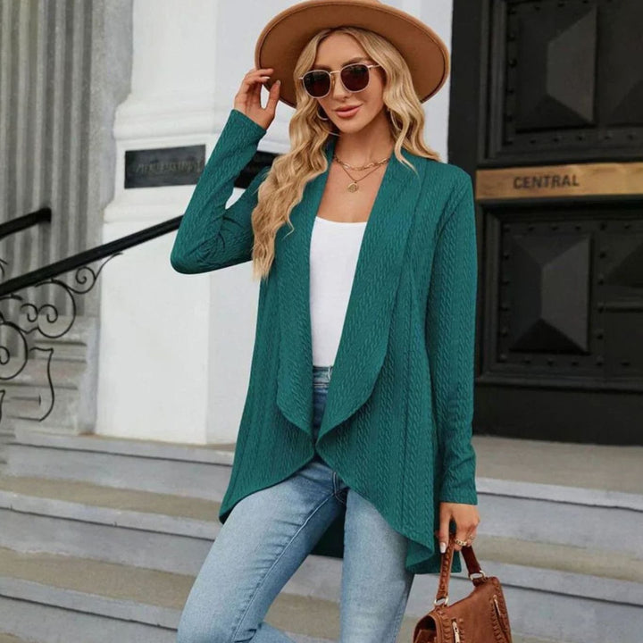 Women's Textured Open-Front Long-Sleeve Cardigan