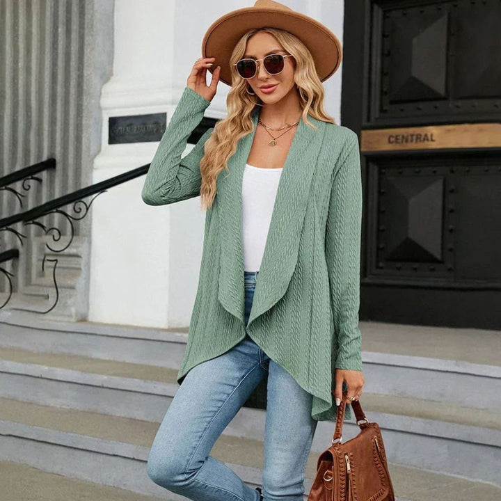 Women's Textured Open-Front Long-Sleeve Cardigan