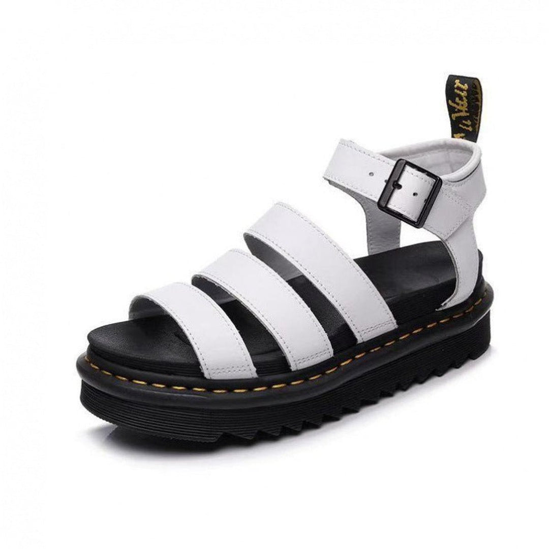 Women's Triple-Strap Buckle Platform Comfortable Sandals - White
