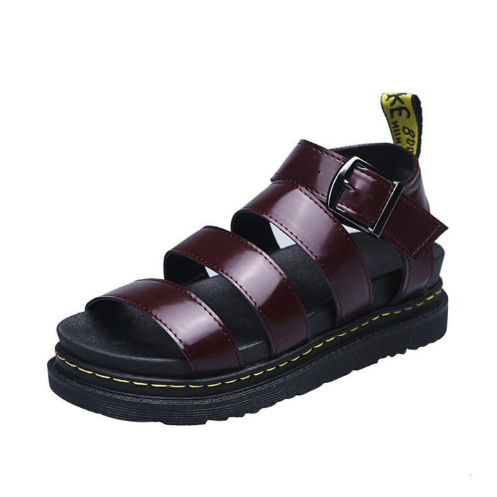 Women's Triple-Strap Buckle Platform Comfortable Sandals - Red