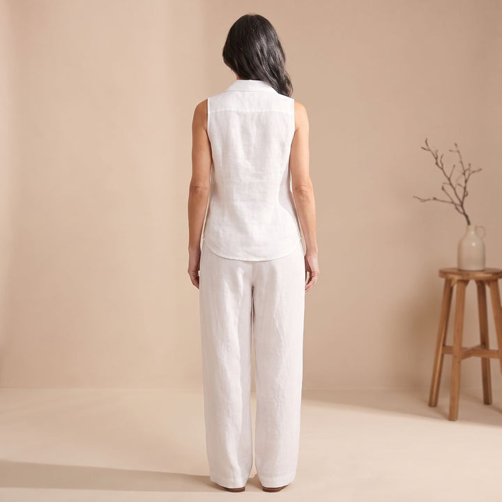Women's Two Piece Set Collared Wrap Top Wide-Leg Pants