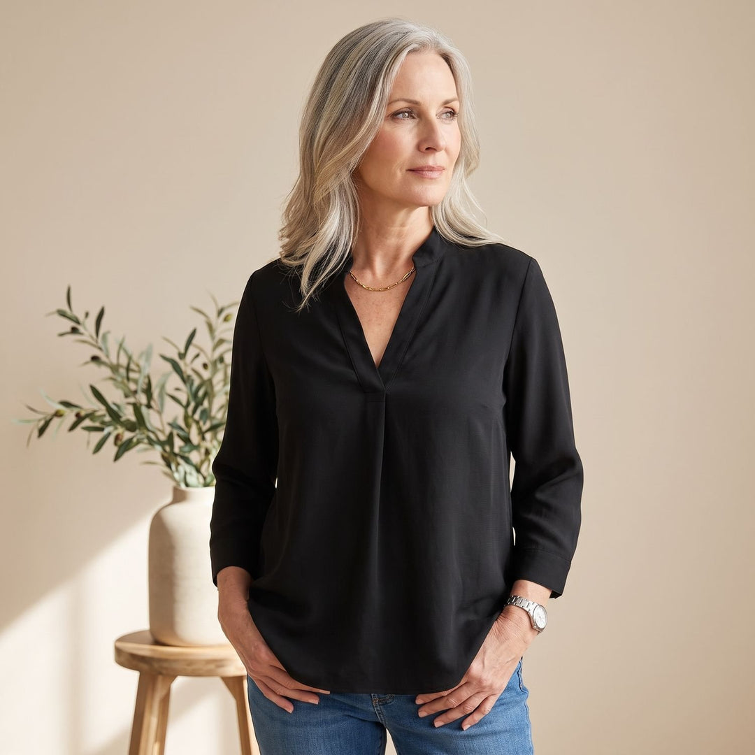 Women's V-Neck Short-Sleeve Relaxed Blouse