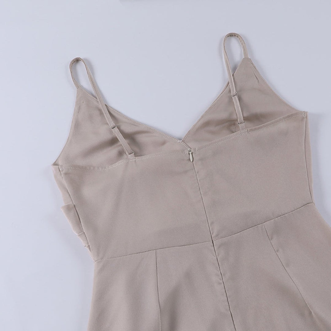 Women's V-Neck Slit Maxi Cocktail Party Dress Spaghetti Strap