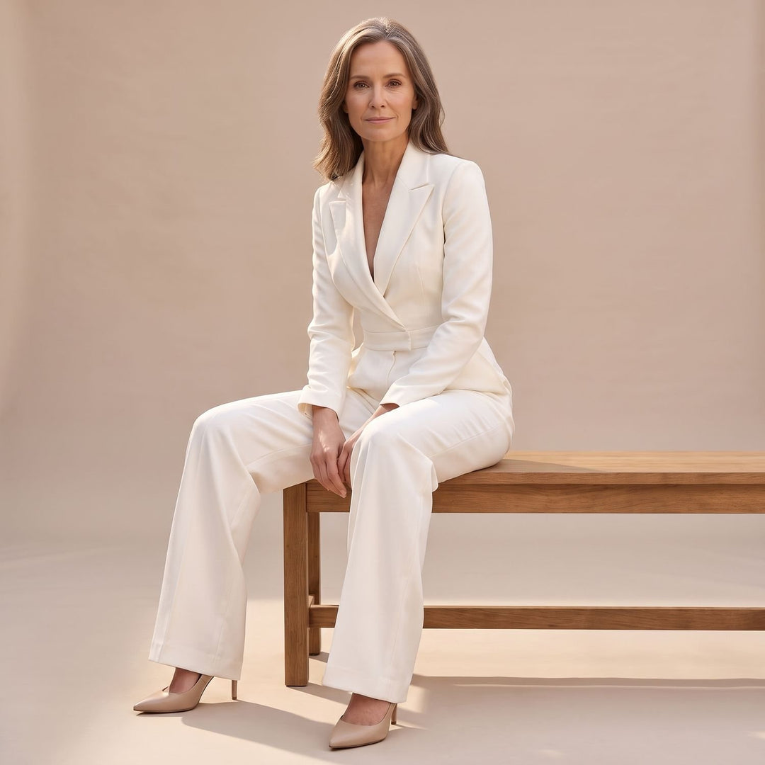 Women's V-Neck Wide-Leg Tailored Jumpsuit