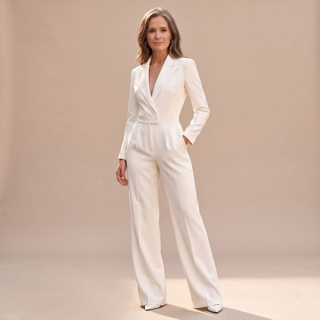 Women's V-Neck Wide-Leg Tailored Jumpsuit