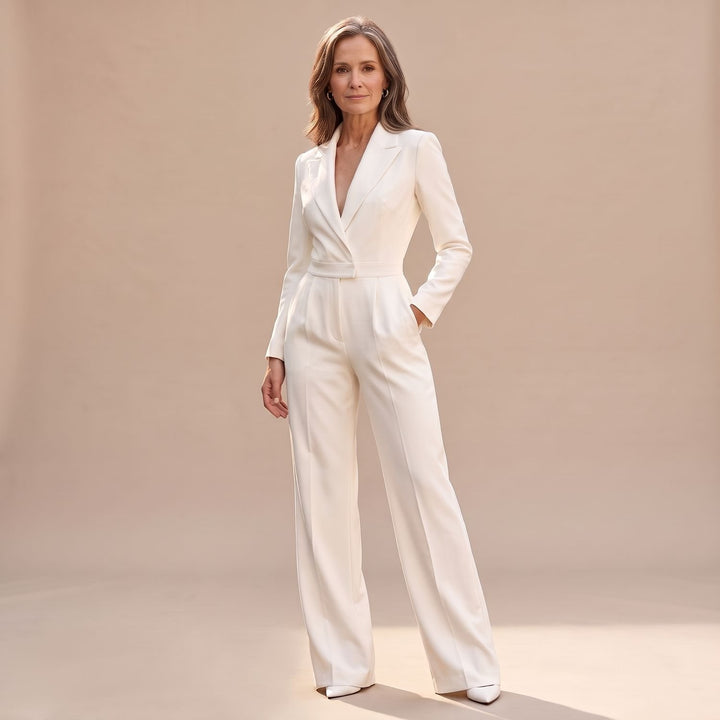 Women's V-Neck Wide-Leg Tailored Jumpsuit