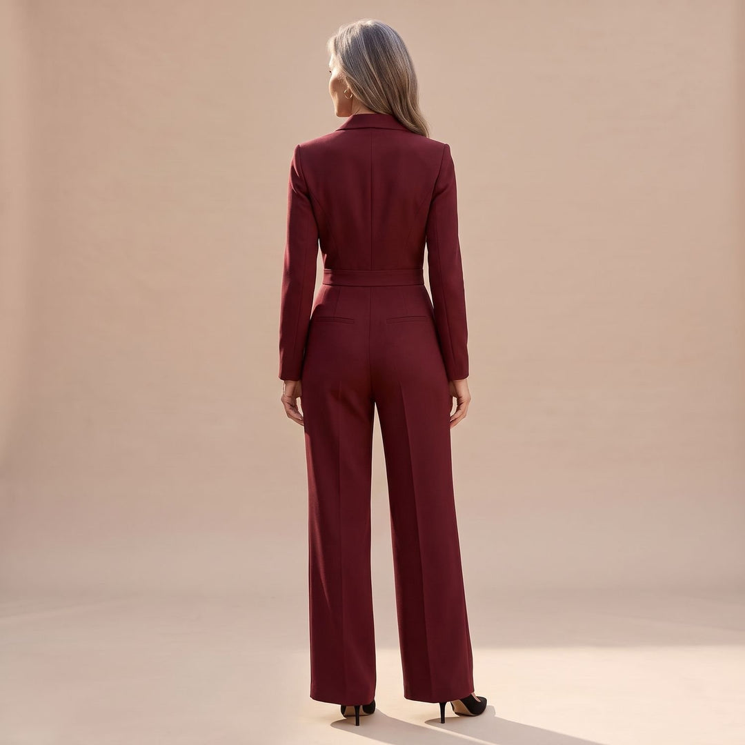 Women's V-Neck Wide-Leg Tailored Jumpsuit