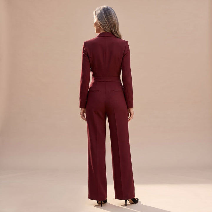 Women's V-Neck Wide-Leg Tailored Jumpsuit