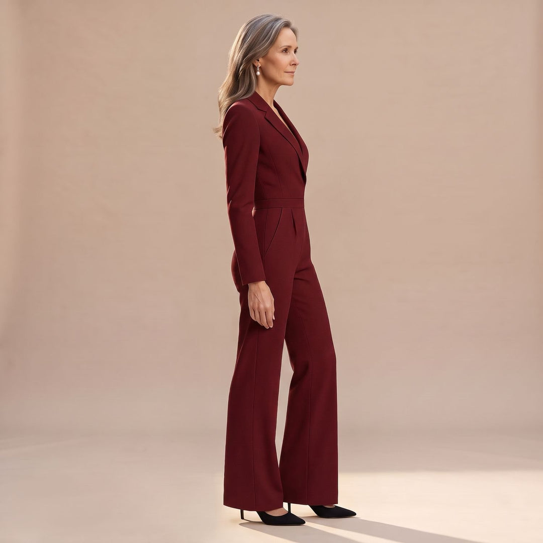Women's V-Neck Wide-Leg Tailored Jumpsuit